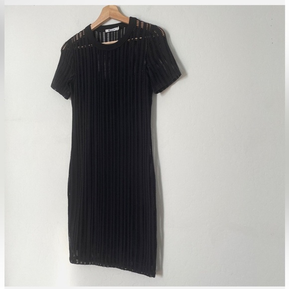 T Alexander Wang Woman’s Sheer Laser Cut Black Bodycon Whimsigoth Mini Dress S - Picture 10 of 16